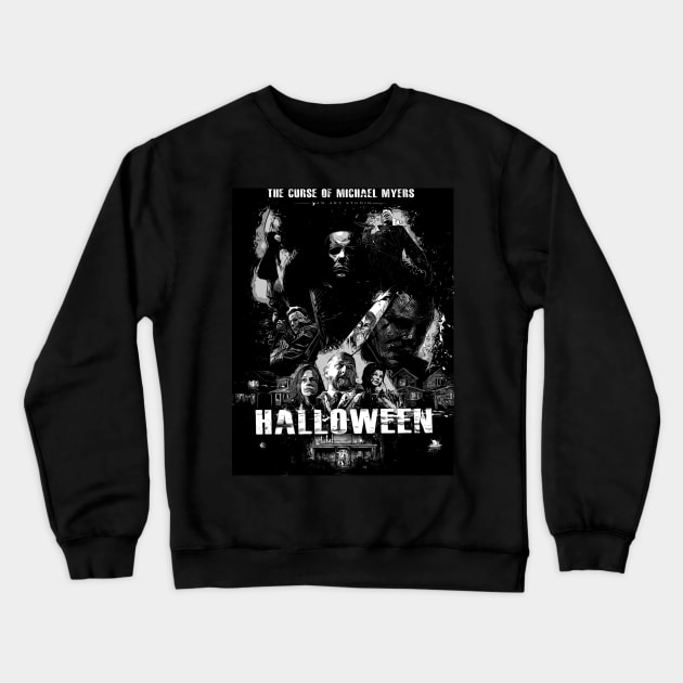 Halloween 2022 Black and white Crewneck Sweatshirt by SAN ART STUDIO 